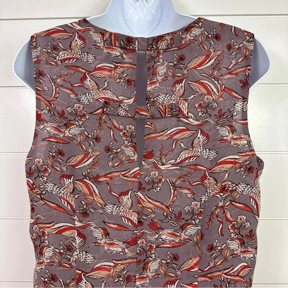 CAbi #3611 Mauve Purple Good Luck Bird Print Sleeveless Blouse sz XS - Picture 10 of 13